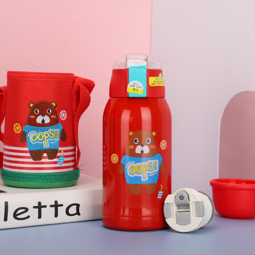 Умный детский термос с термодатчиком, поилкой, чехлом, стаканом T5 500мл