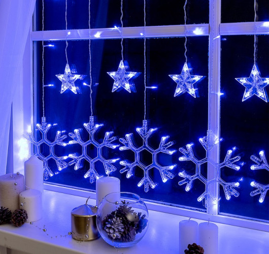 Гирлянда шторы Снежинки 3 м