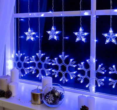 Гирлянда шторы Снежинки 3 м