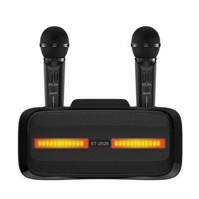 Портативная караоке система ST-2028 / перезаряжаемая колонка с 2 микрофонами