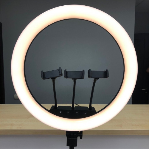 Кольцевая лампа со штативом LED Pro M-45 (45 см, сенсорная, 3 держателя)