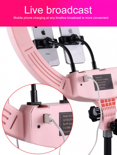 Кольцевая лампа со штативом LED Pro M-45 (45 см, сенсорная, 3 держателя)