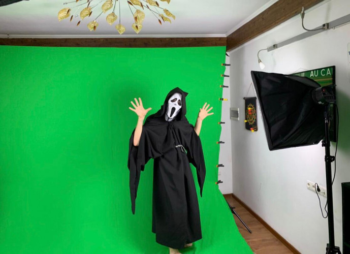 Зеленый фон, фотофон, хромакей (тканевый) 1,5м