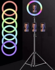 Кольцевая лампа RGB (разноцветная) со штативом и держателем