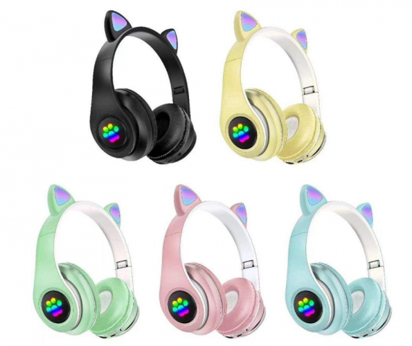 Беспроводные наушники Cat ear  P33M Cветящиеся кошачьи ушки и лапки
