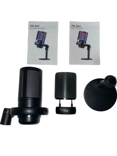 Игровой микрофон WM-M60 с RGB-подсветкой: качественный звук и стильный дизайн для стримов и геймеров