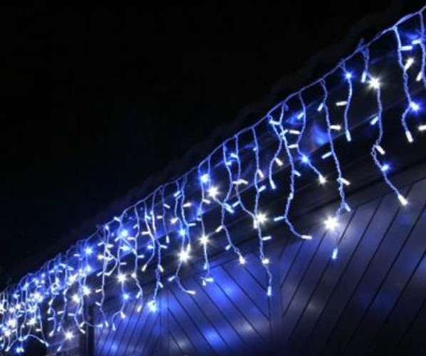 Светодиодная гирлянда занавес дождь бахрома уличная 3х0,6 м белый провод каучук