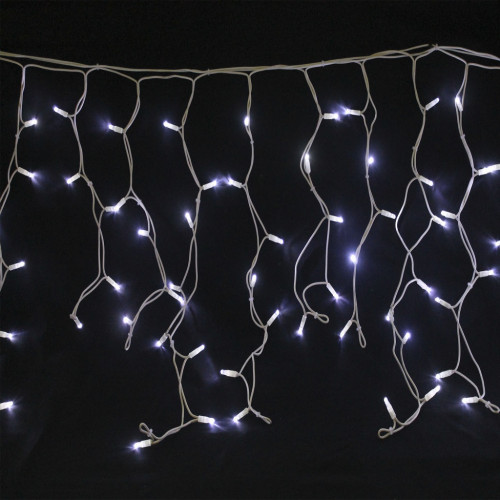 Светодиодная гирлянда занавес дождь бахрома уличная 3х0,6 м белый провод каучук