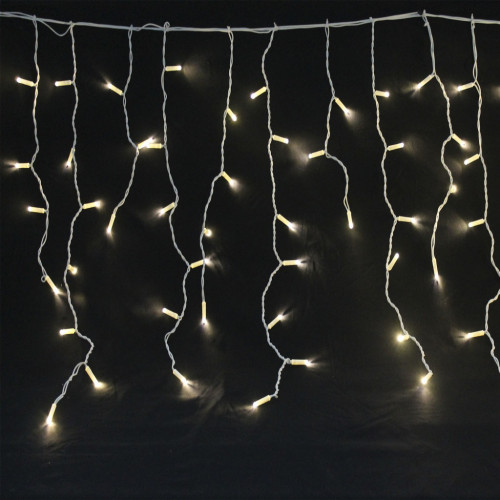 Светодиодная гирлянда занавес дождь бахрома уличная 3х0,6 м белый провод каучук