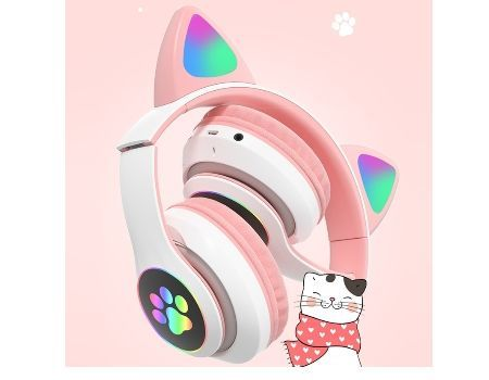 Наушники кошки со светящимися ушками и лапками Cat Ear