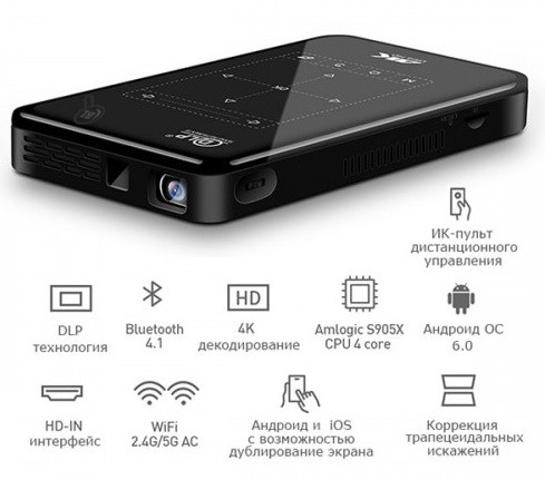 Проектор P09 mini DLP 1Gb/8Gb Android 6.0