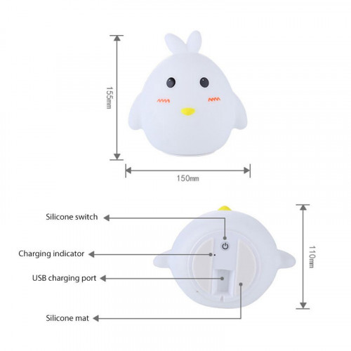 Детский светильник ночник силиконовый Цыпленок