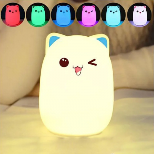 Детский светильник ночник силиконовый Котик