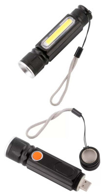 Фонарик универсальный ручной FA-513-3T6 (H-508) с дополнительным COB диодом и магнитом / зарядка от USB / встроенный аккумулятор