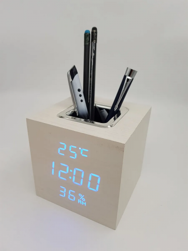 VST-878S Деревянные настольные часы органайзер