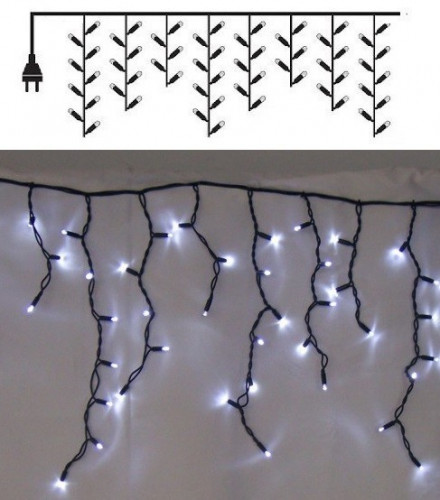 Световой занавес для улицы Бахрома черный провод каучук 3х0.6м