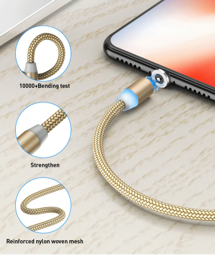 Магнитный кабель Lightning для зарядки x-cable metal magnetic cable