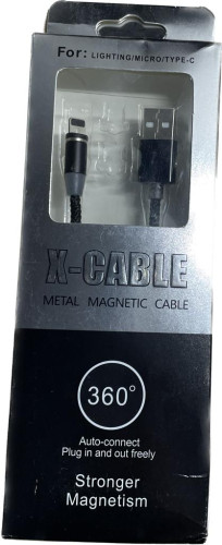 Магнитный кабель Lightning для зарядки x-cable metal magnetic cable