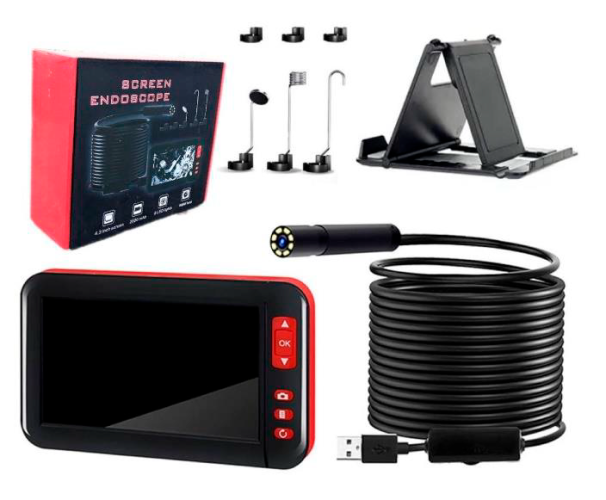 Эндоскоп с дисплеем, гибкий водонепроницаемый с подсветкой 5 метров P20