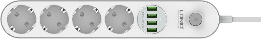 Cетевой удлинитель LDNIO SE4432 4 USB 4 розетки 2 м