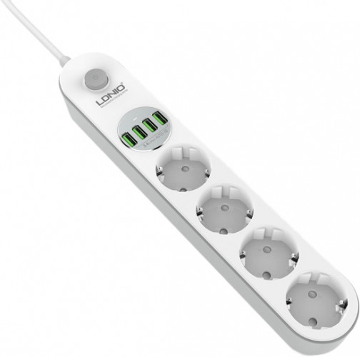 Cетевой удлинитель LDNIO SE4432 4 USB 4 розетки 2 м