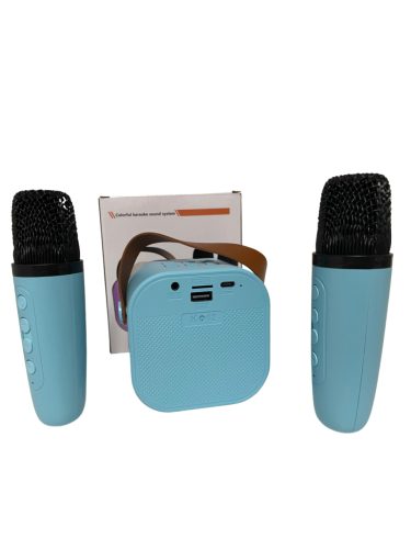 Портативная караоке система K12 Bluetooth колонка с подсветкой + 2 беспроводных микрофона, голосовые эффекты