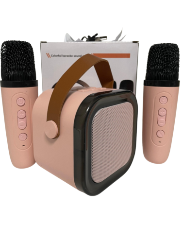 Портативная караоке система K12 Bluetooth колонка с подсветкой + 2 беспроводных микрофона, голосовые эффекты