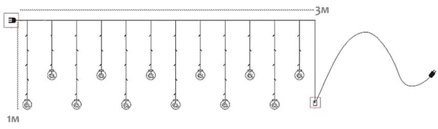 Гирлянда шторы Шарики 3 м