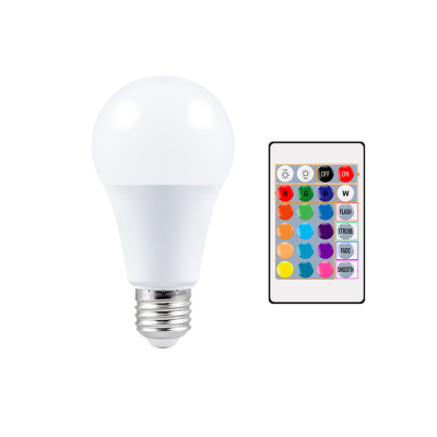 Лампочка с пультом разноцветная с белым (White + RGB remote control LED colorful lamp)