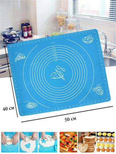 Силиконовый коврик с разметкой для раскатки и выпечки 50x40см