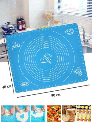 Силиконовый коврик с разметкой для раскатки и выпечки 50x40см