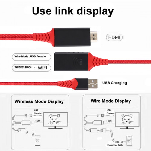 Кабель для Android и iOS 2 in Cast WiFi Phone HDTV Cable Wireless Display Dongle