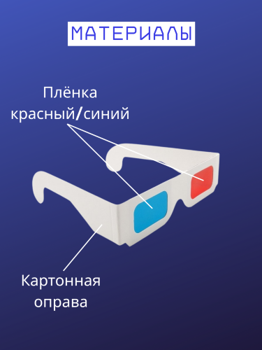 Анаглифные 3D очки красный/синий (5 шт./уп.)