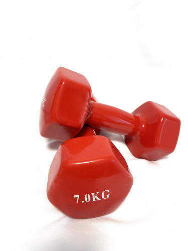 Набор гантелей 2 шт по 7 кг виниловые цельнолитые