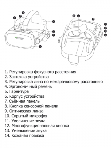 Очки виртуальной реальности VR SHiNECON SC-G07E с наушниками для смартфонов